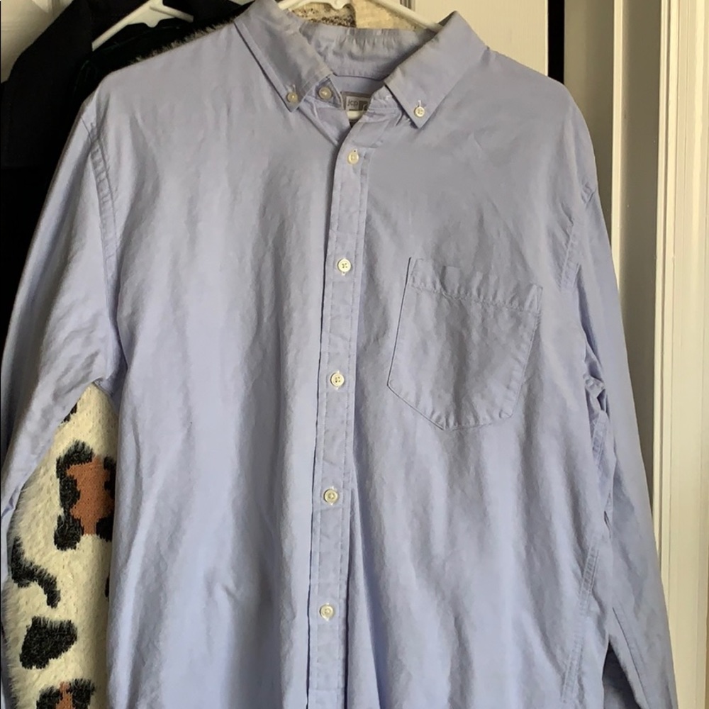 Men’s L JCP Blue Button Down Shirt Gently Used 2x